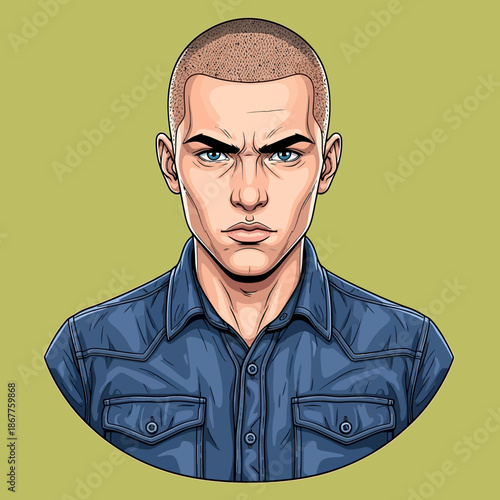 Illustration of a man with angry expression.