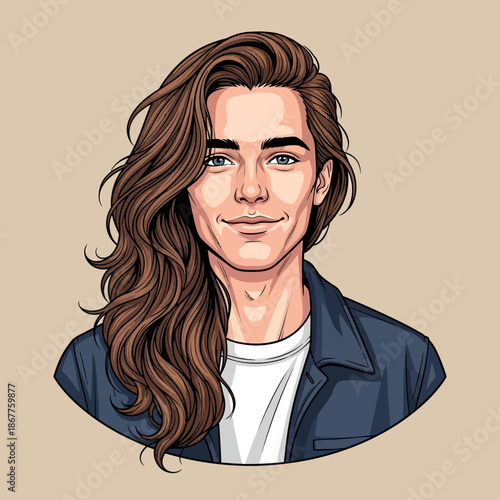 Illustration of a Man with Long Hair.