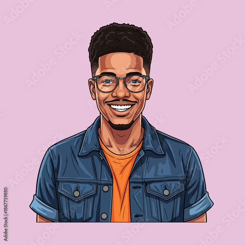 Illustration of a smiling young man.
