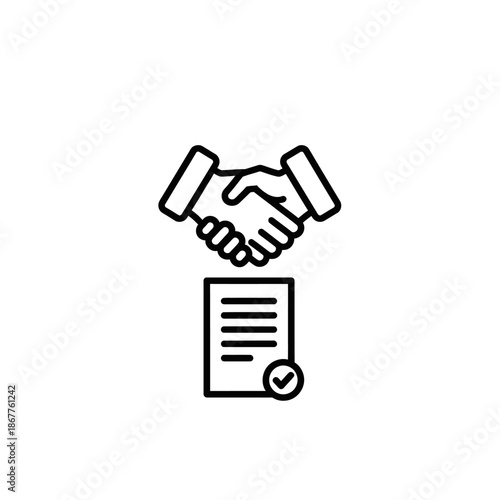 Professional Handshake of Agreement with Contract Document for Business Deal