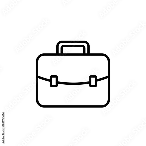 Simple Black and White Line Drawing of a Briefcase for Business and Work Themes