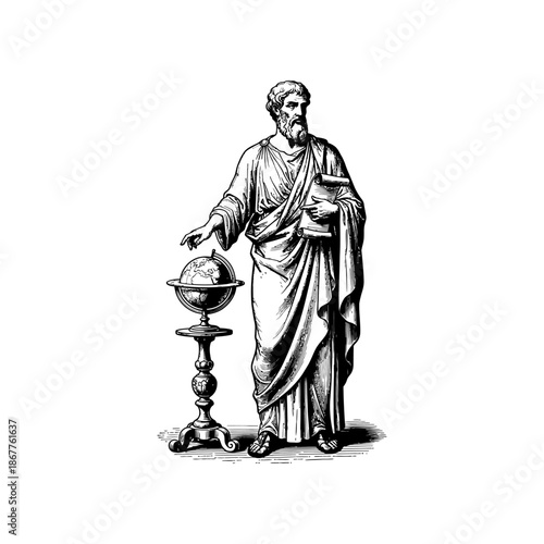 Ancient greek philosopher engraving.