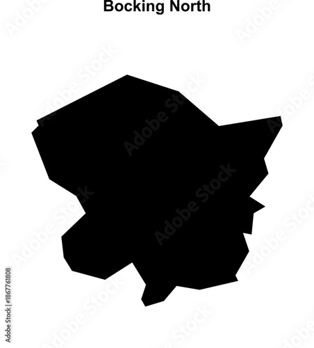 Bocking North (England) blank outline map