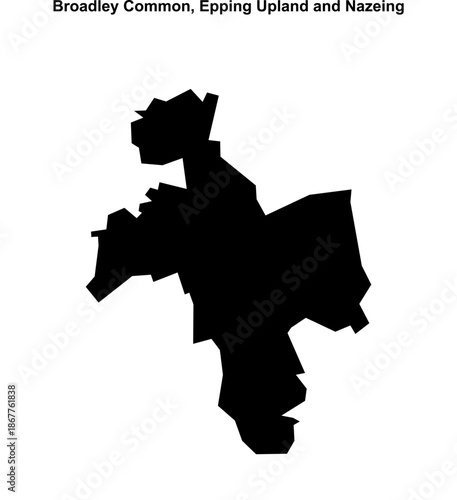 Broadley Common, Epping Upland and Nazeing (England) blank outline map