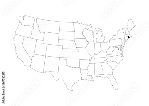 Rhode_Island_Locator_Map_A4.svg Rhode Island (RI) State Location Map - Vector A4 Locator Highlight - Black State on Continental US Outline - Transparent Background SVG for Business & Education