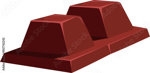 Tableau sur toile Delicious Milk Chocolate Bar Segment Isolated on White Background