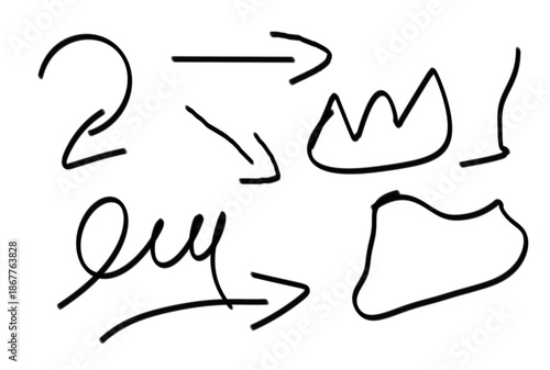 Handwritten numbers and arrows in black ink on white background