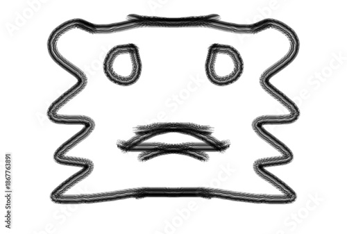 Sad face with a frowning mouth and squiggly lines around it