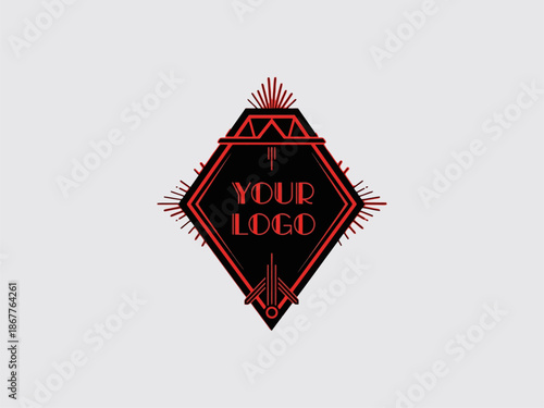 Red Diamond Shape Logo Design Template.