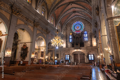 Sant Bartomeu de Sóller, Mallorca, Spain. Gothic style cathedral church in Spain.