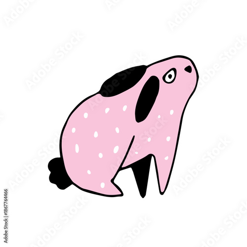 Cute Hand drawn Pink Rabbit Illustration. Perfect for Easter Decor, Nursery Prints, and Kids' Springtime T-Shirt Designs