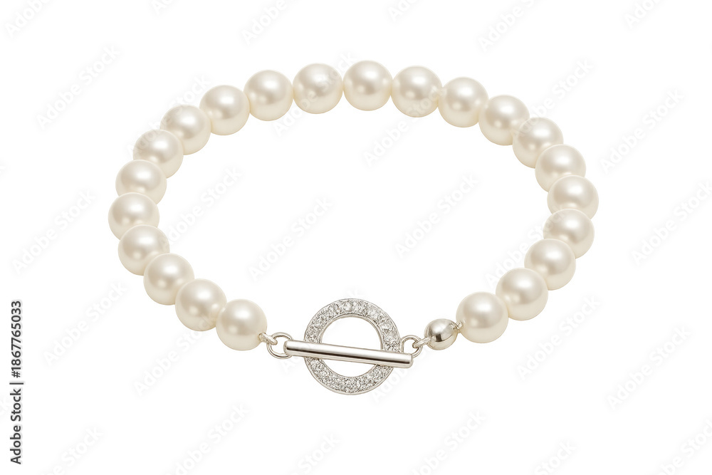 Obraz premium White pearl bracelet featuring elegant toggle clasp