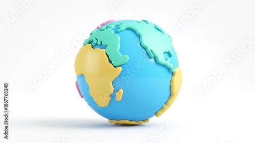 Rotating 3D Green Tree Icon Representing Nature and Environment on White Background