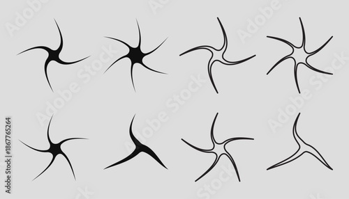 Abstract Silhouette Star Swirl Shape Collection Bundle.Vector Illustration