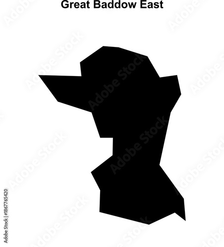 Great Baddow East (England) blank outline map