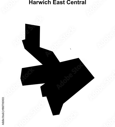 Harwich East Central (England) blank outline map