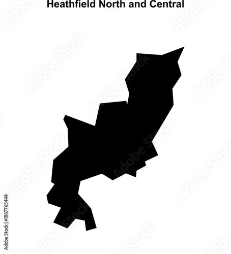 Heathfield North and Central (England) blank outline map