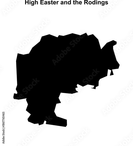 High Easter and the Rodings (England) blank outline map