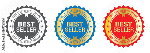 Best Seller 2025 Vector Badge Collection, Set of Gold Laurel Wreath and Ribbon Awards, E-commerce, Marketing, and Product Quality Star Logo Design Elements.