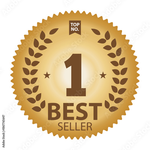 Best seller badge, exclusive product label, black laurel wreath emblem, minimalist endorsement seal, premium stamp design, retail highlight graphic