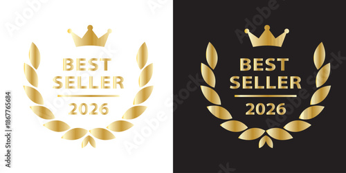 Premium Best Seller Label , Award Badge Vector Set ,Golden Product Promotion Seal, Guarantee Stamp, Best seller 2026