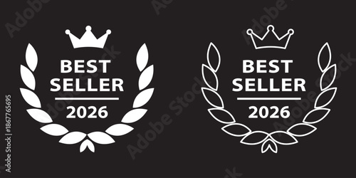 Red best seller badge with trophy icon Vector