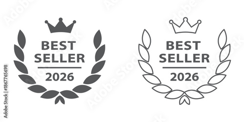 Red best seller badge with trophy icon Vector
