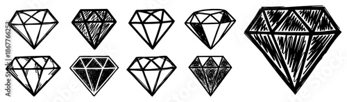 Hand drawn sketch collection of luxury diamonds and gemstones