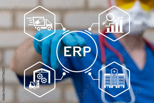 Canvas Print Centralized system for Enterprise Resource Planning (ERP) improving integration, data flow, medical efficiency health care concept