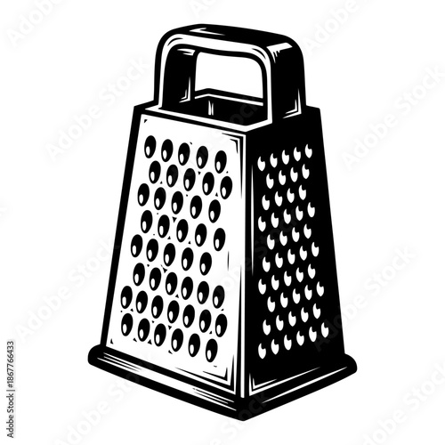 Metal box cheese grater kitchen utensil sketch