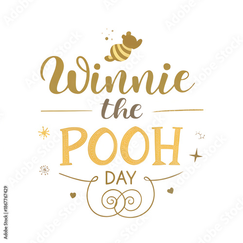 Winnie the Pooh Day Celebration, Cute Winnie the Pooh Illustration, Winnie the Pooh Bear Art, Kids Love Winnie the Pooh, Honey Loving Pooh Bear