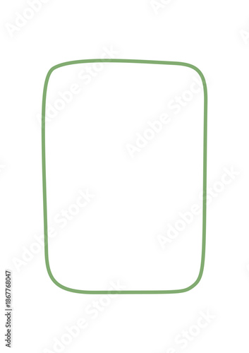 Hand drawn rectangle frame with organic border and quote banner style outlines primary subject in this image. Simple sketch outline as card template and background label for creative design