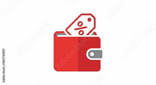 Wallet Discount Icon Flat Vector