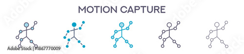 Motion Capture Element For Design Graphic - Multi Styles. Vector Illustration Of Two Colored And Black. Multiple Icons Designs Can Be Used For Mobile, Ui, Web 