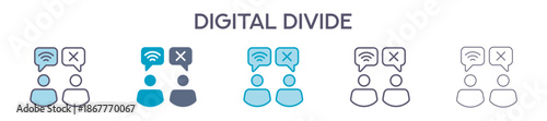 Digital Divide Element For Design Graphic - Multi Styles. Vector Illustration Of Two Colored And Black. Multiple Icons Designs Can Be Used For Mobile, Ui, Web 
