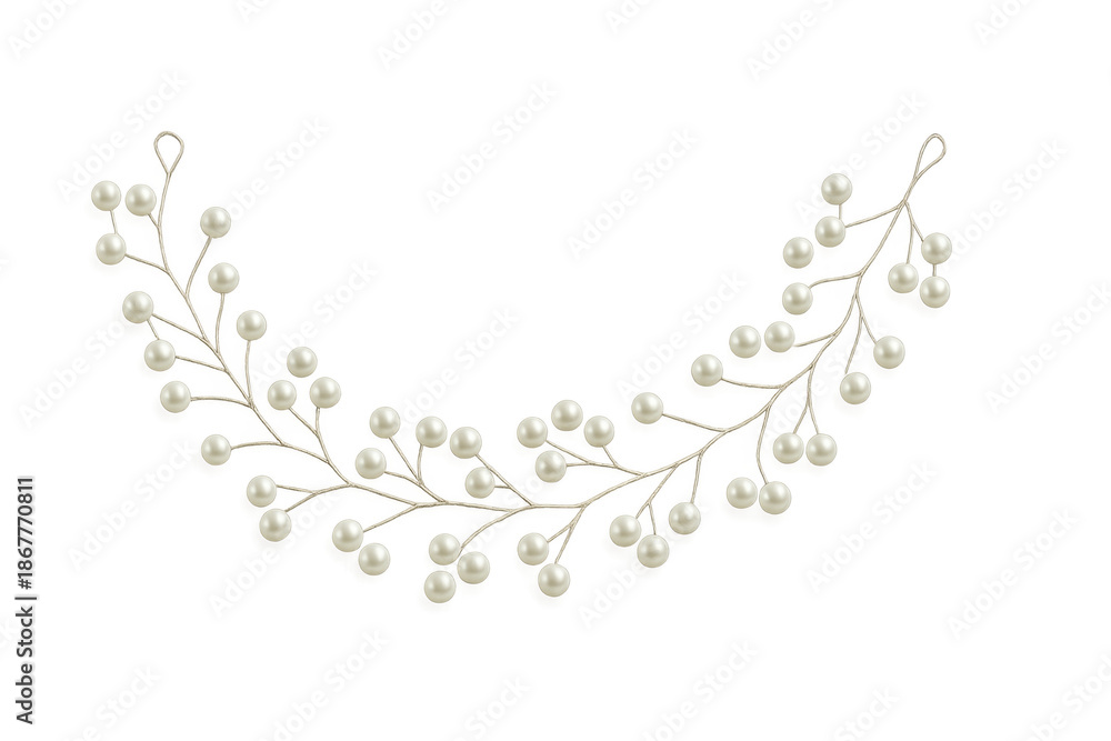 Fototapeta premium Pearl bridal hair vine accessory on transparent background
