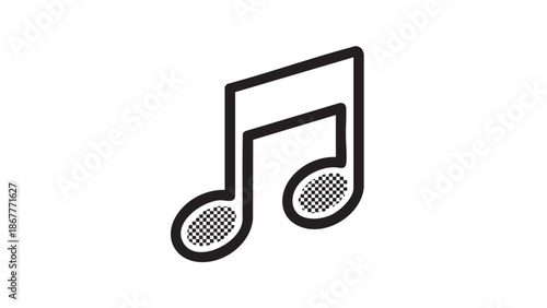 Simple black and white illustration of a musical note on a plain white background