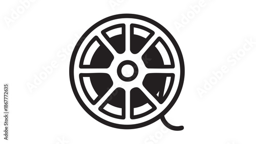 A film reel illustration on a plain white background viewed from the front