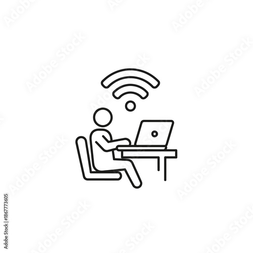 Person Working on Laptop with WiFi.