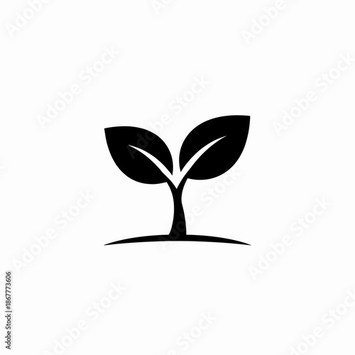 Simple Black Silhouette of a Seedling.