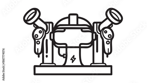 Electric Robot Head Illustration on White Background