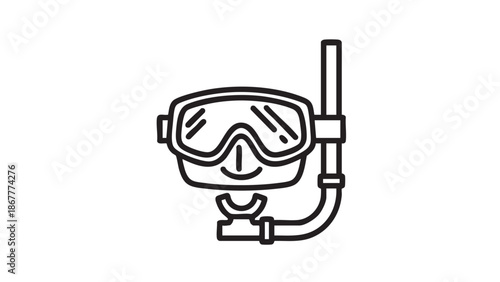 Snorkeler exploring underwater scene with mask and tube in ocean environment