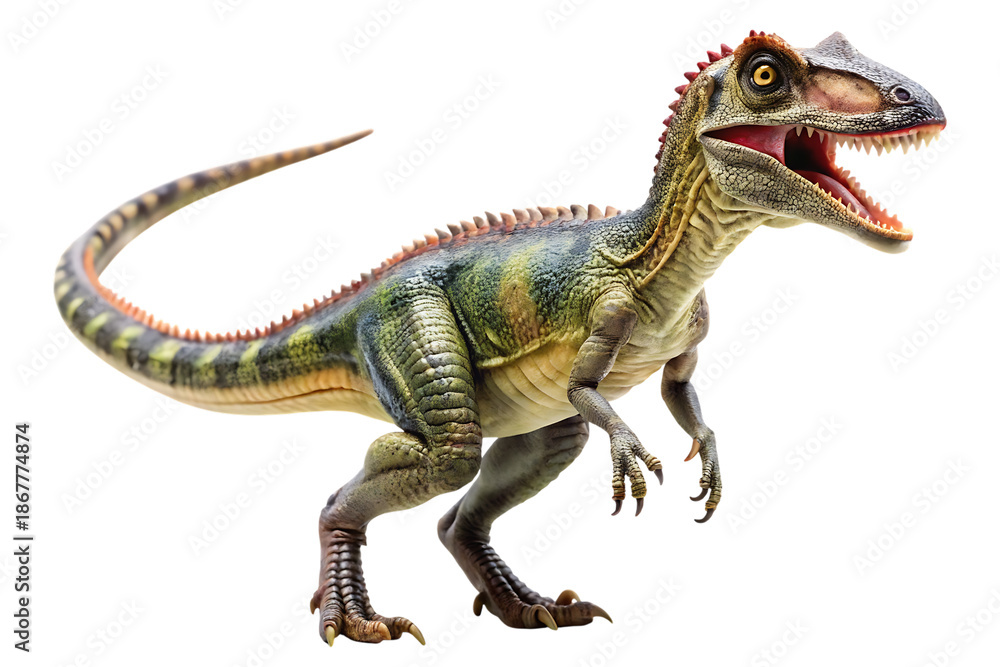 Fototapeta premium Paracyclotosaurus with open mouth on pure white background isolated on a transparent background dinosaur