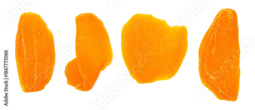 Candied mango slices set isolated on white background, top view © dule964