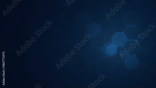 Dark Blue Abstract Hexagonal Pattern Background with Futuristic Technology Feel