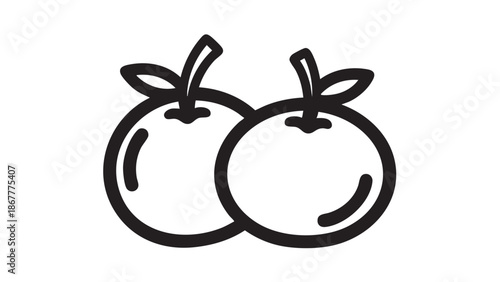 Two apples illustration with bold lines and minimalistic design on a white background