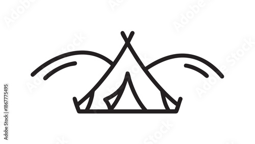 Simple Line Illustration of a Tent