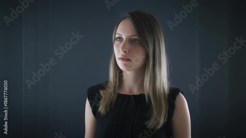 Woman interacting with digital interface