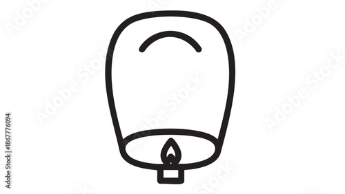 Simple black and white illustration of a candle with a lit flame on a plain background