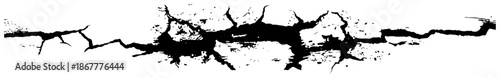 Horizontal ground crack fracture with grunge ink splatter texture